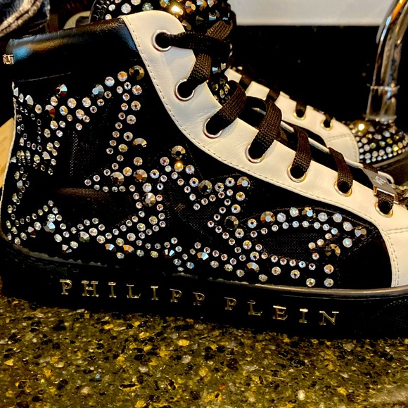Phillip Plein rhinestone studded Hi-top mesh cutout Sneakers - Picture 2 of 7